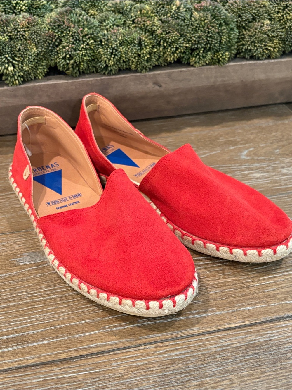 Verbenas Red Suede Espadrille Slip-Ons - Size 40